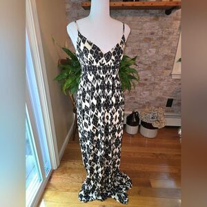 LOFT Black and Cream Maxi Dress Size S